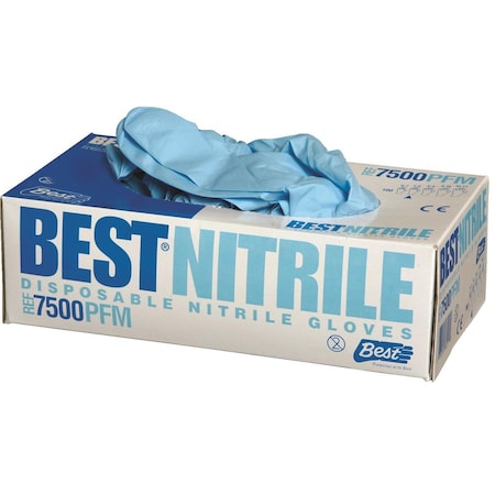 Showa 7500PF, Disposable Gloves, 4 mil Palm, Nitrile, Powder-Free, S, 100 PK, Blue 7500PFS